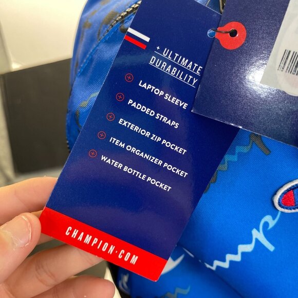 Champion 15”‎ Backpack Blue cript Logos,Laptop Sleeve,Padded Straps,Unisex New - Picture 7 of 16